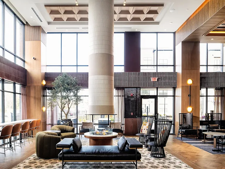 2 Campus lobby and lounge with fireplace