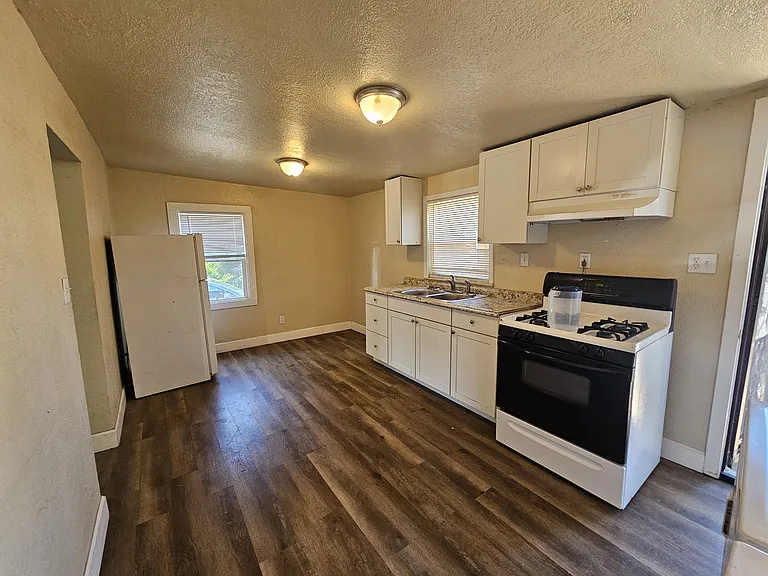 Kitchen, door leads to back yard
