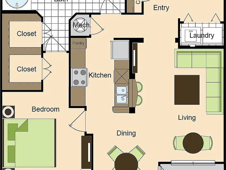 One Bedroom One Bath (902 SF) One Bedroom One Bath (902 SF)