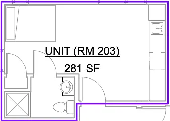 Floor plan Studio - 281 sqft