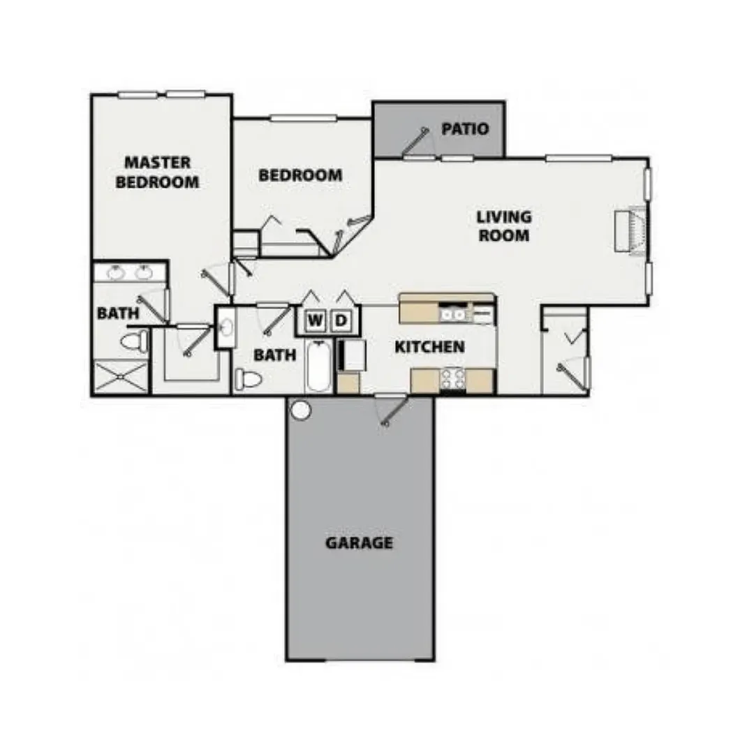 Floor plan 2 Bedroom, 2 Bathroom