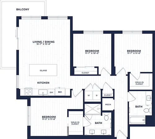 Floor plan 3 Bed/2 Bath-C1C