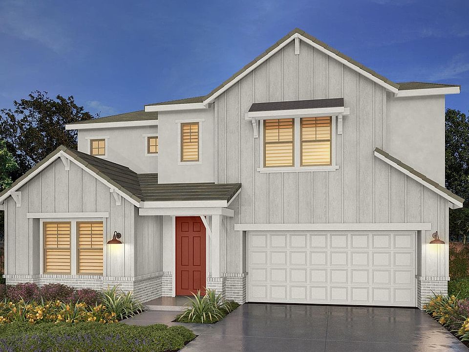 Exterior rendering of elevation A of Residence Five at Southport at Delaney Park in Oakley, CA by Br