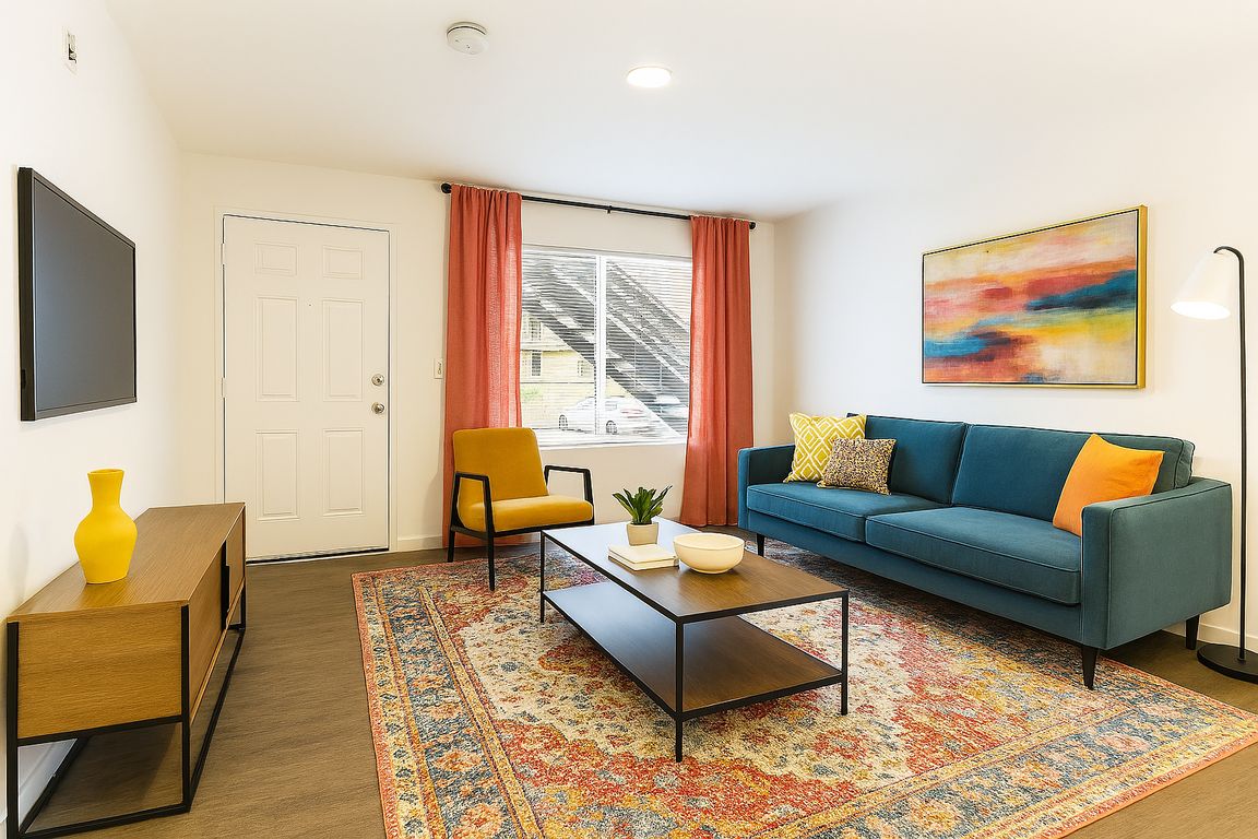 Discover a stylish, modern rental with a dramatic aesthetic and flexible layout perfect for today's renter. This unfurnished unit offers a high_end look with dark contemporary tones, rich hardwood flooring, and large windows that bring in natural light.