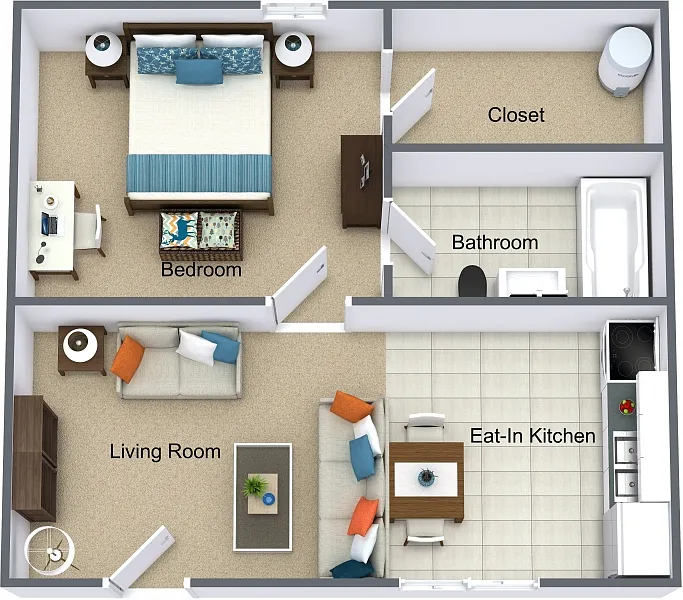 Floor plan Large One Bedroom