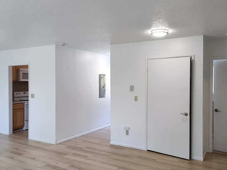 Living room looking toward entry and kitchen