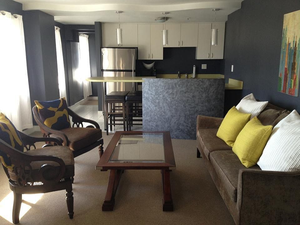 Living room into kitchen