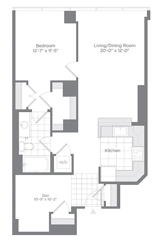 Floor plan 1 Bed - 1 Bath | AD01 Den