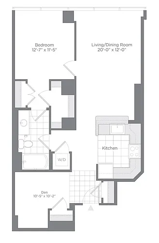 Floor plan 1 Bed - 1 Bath | AD01 Den