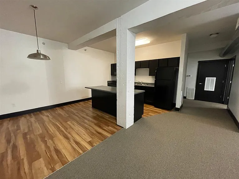 Carpet and hardwood floors in a unit at 3 Points Loft.