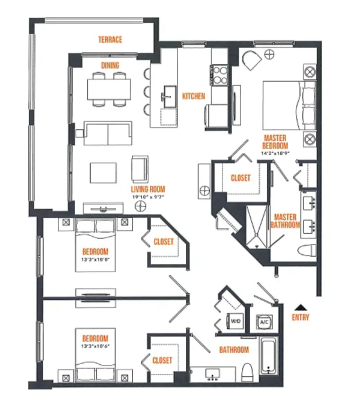 Floor plan 3 Bed / 2 Bath
