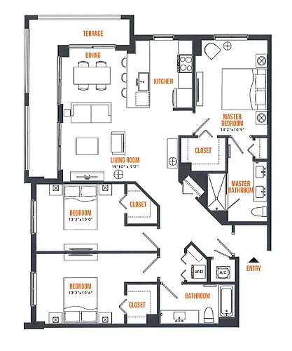 Floor plan 3 Bed / 2 Bath
