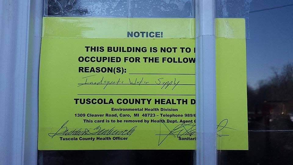 Notice posted by Health Dept