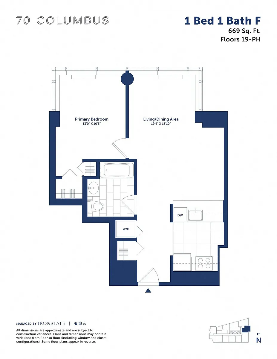 Floor plan 1 Bed 1 Bath F