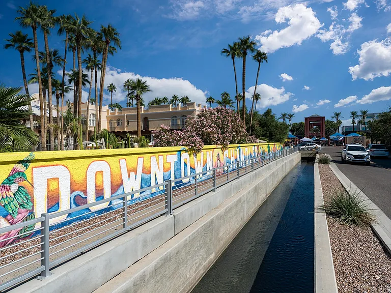 Color, culture, and local flavor line the canal at Downtown Chandler_from public art to restaurants, shops, and year-round events.