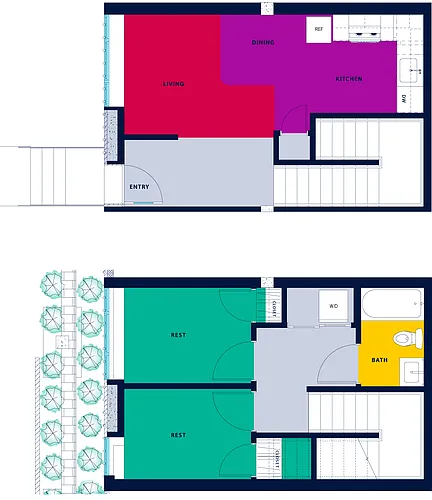 Floor plan 2 Bedroom Townhome