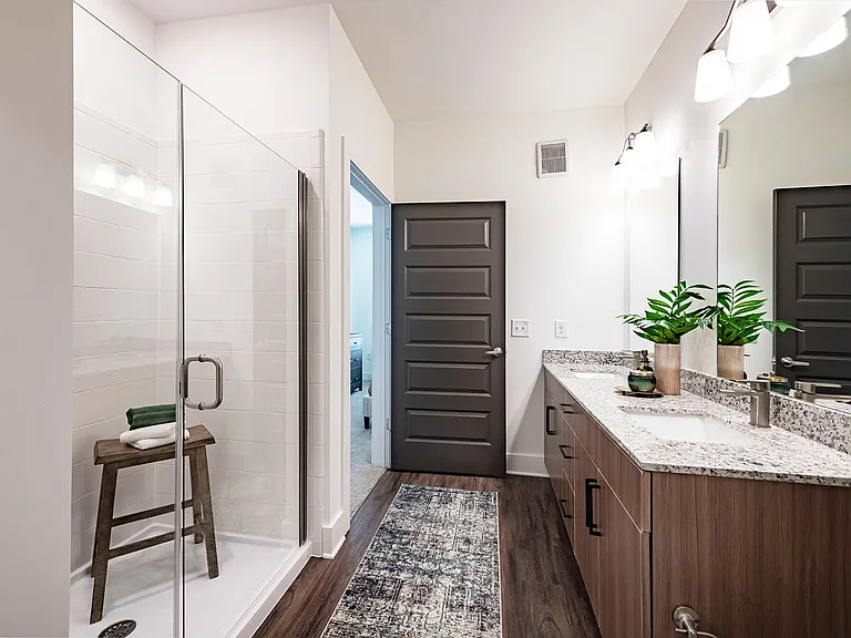 Sugarberry Model Bath with Standalone Glass Shower