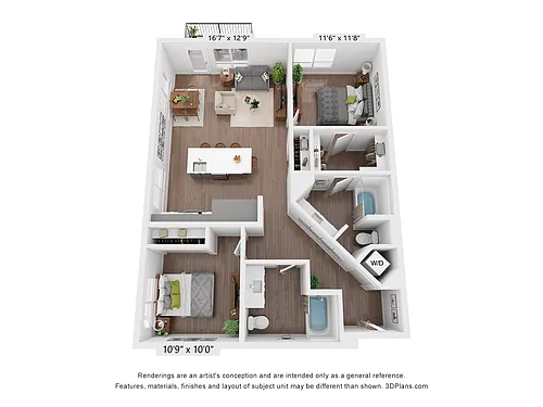 Floor plan 2 Bedroom, 2 Bath