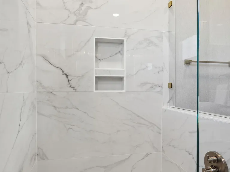 Master bath marble walk in shower