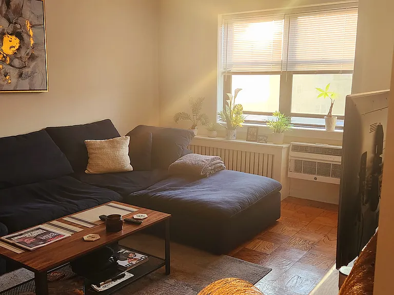 Bright and sunny jumbo living room with ocean view from windows.