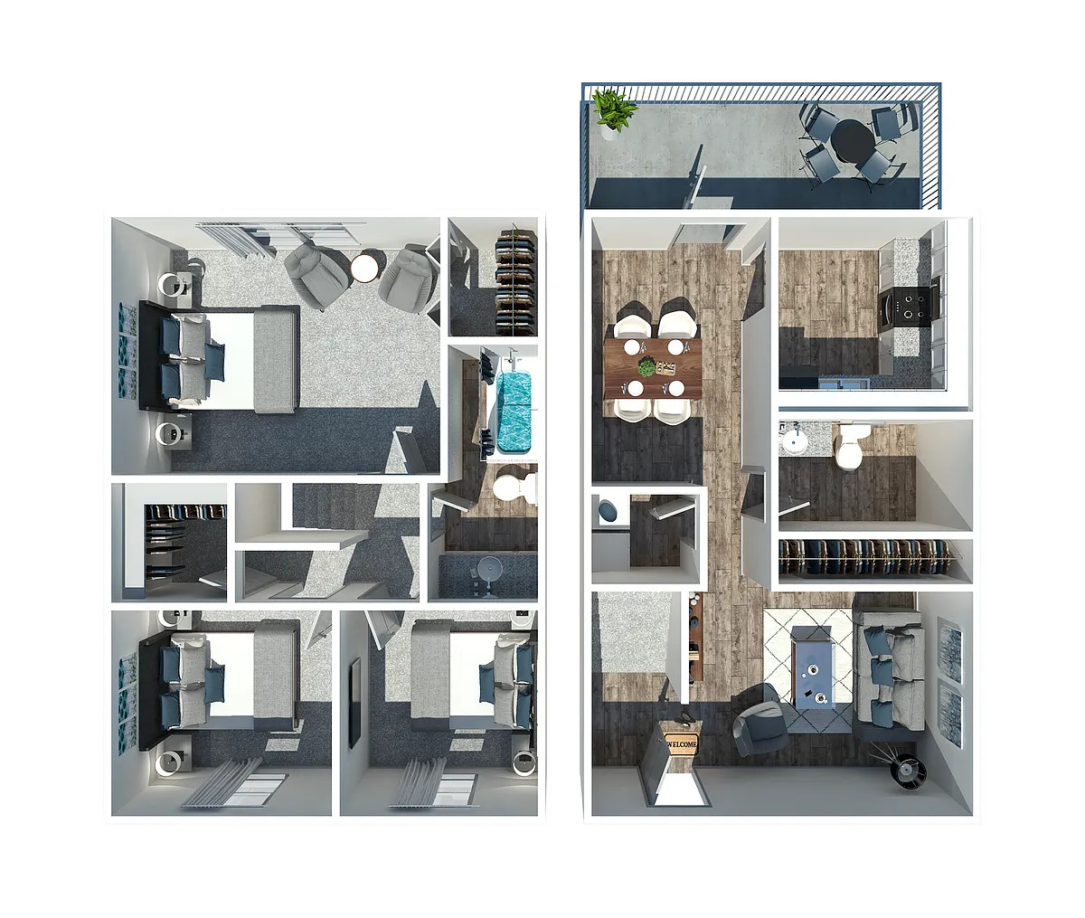 Floor plan Three Bedroom A