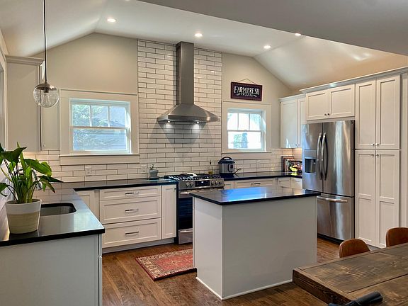 Kitchen with vaulted ceiling