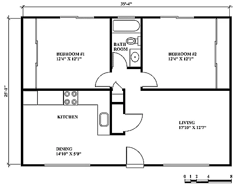 Floor plan Two Bedroom Kitchen