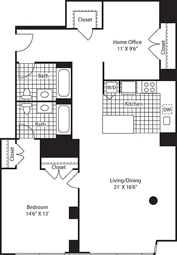 Floor plan One Bedroom Home office 4-6-8_1267