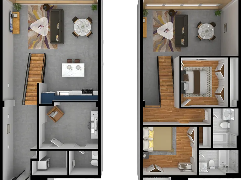 2 Bedroom 2.5 Bath Loft w/ Den - Units 1609, 1611, 1617, 1619, 1621