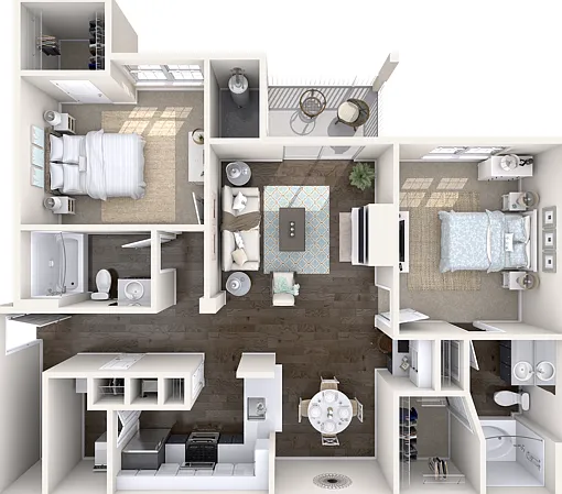 Two Bedroom Two Bath (1171 SF) Two Bedroom Two Bath (1171 SF)