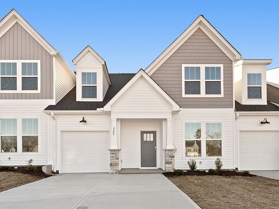 2 story townhome, grey and white exterior