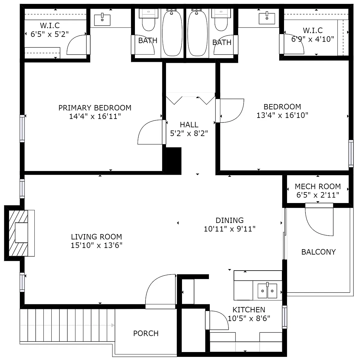 Floor plan 2 bedroom 2 bath