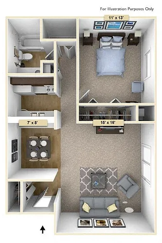 Floor plan One Bedroom Redwood