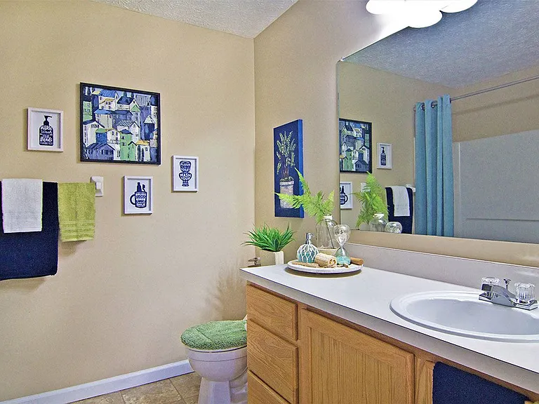 Chrome hardware in bathrooms
