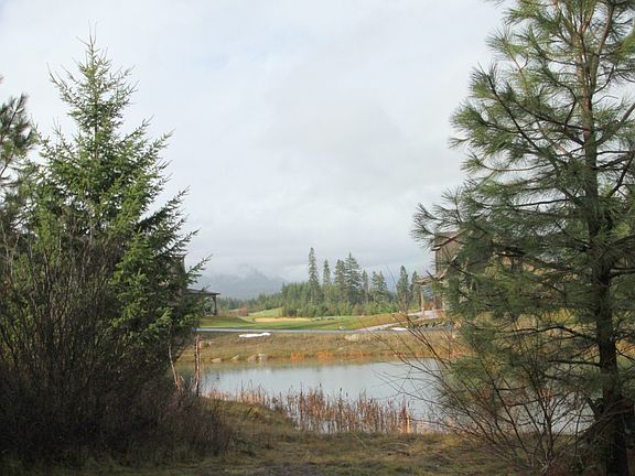 View of the lake and golf course in the distance.