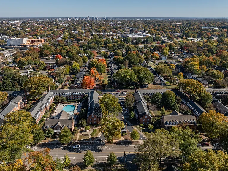 Aerial view of Malvern Manor and Carytown in the distance