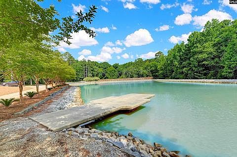 Stocked pond with custom dock. Also has three wells underneath.