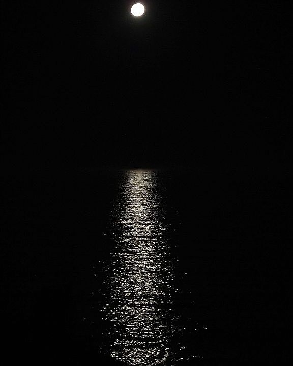Moonlight off the ocean water. 