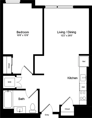 Floor plan 1 Bedroom L