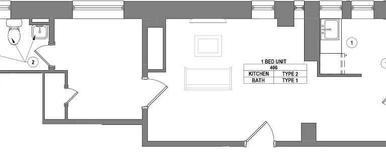 1500 Pine - Apt 406 Floor Plan 1500 Pine - Apt 406 Floor Plan