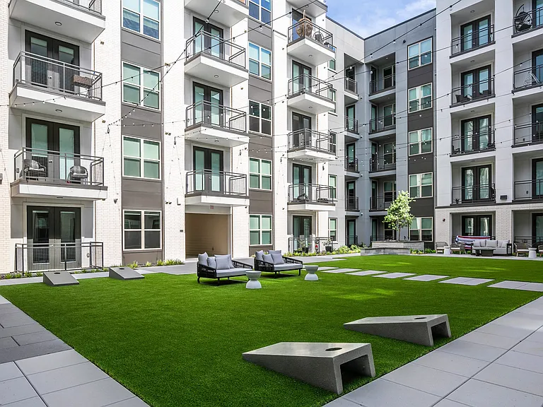 Active courtyard with lawn games