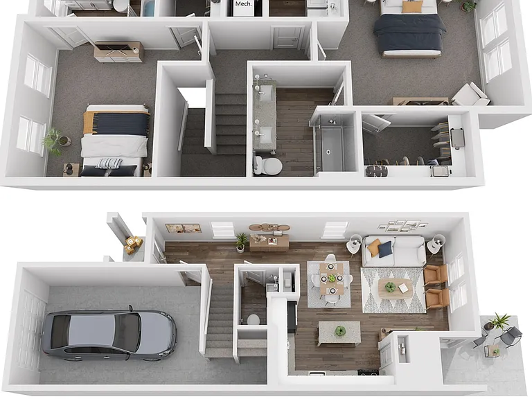 The Juliette is a 2-bed x 2.5-bath 1,301 SF townhome. The Juliette is a 2-bed x 2.5-bath 1,301 SF townhome.