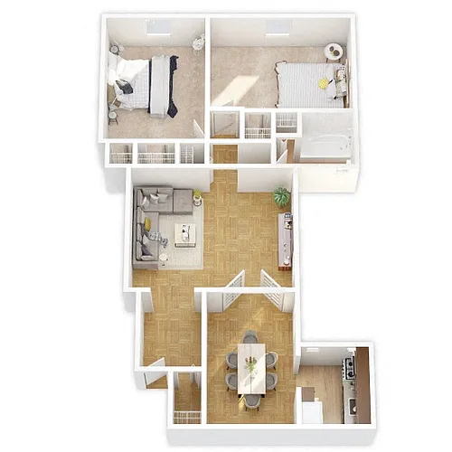 Floor plan Two Bedroom One Bath