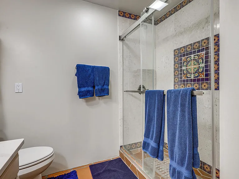 2nd Bathroom with custom tile work and walk in shower