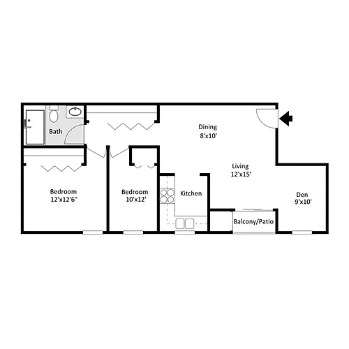 Floor plan Two Bed-Den