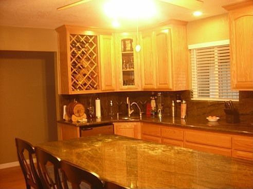Granite Counters, Oak Cabinets