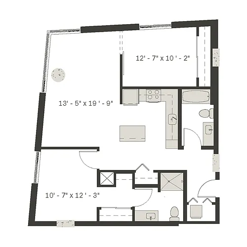 Floor plan 2 Bed/2 Bath-b1.2