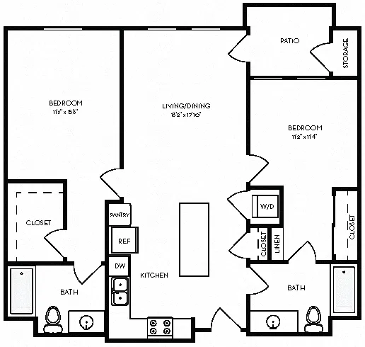 Floor plan 2B 1093 Sq Ft