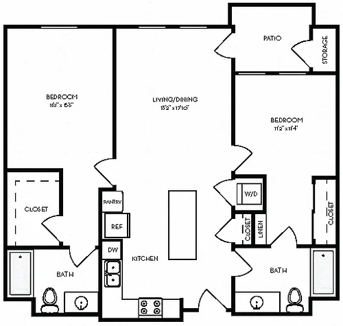Floor plan 2B 1093 Sq Ft