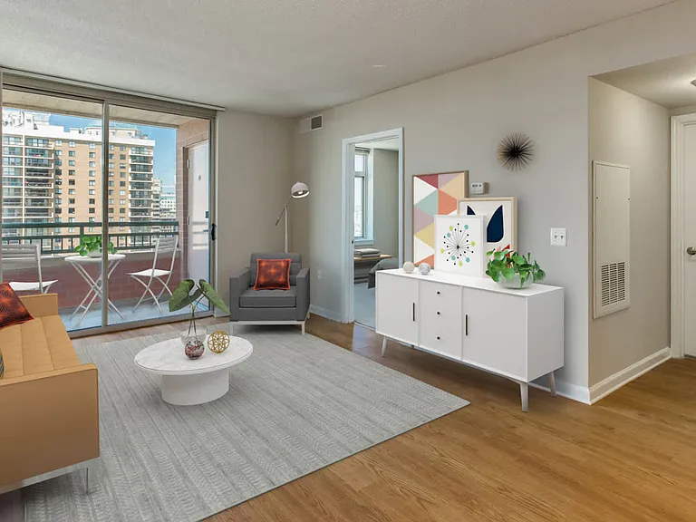Living Room with Hard Surface Flooring and Balcony